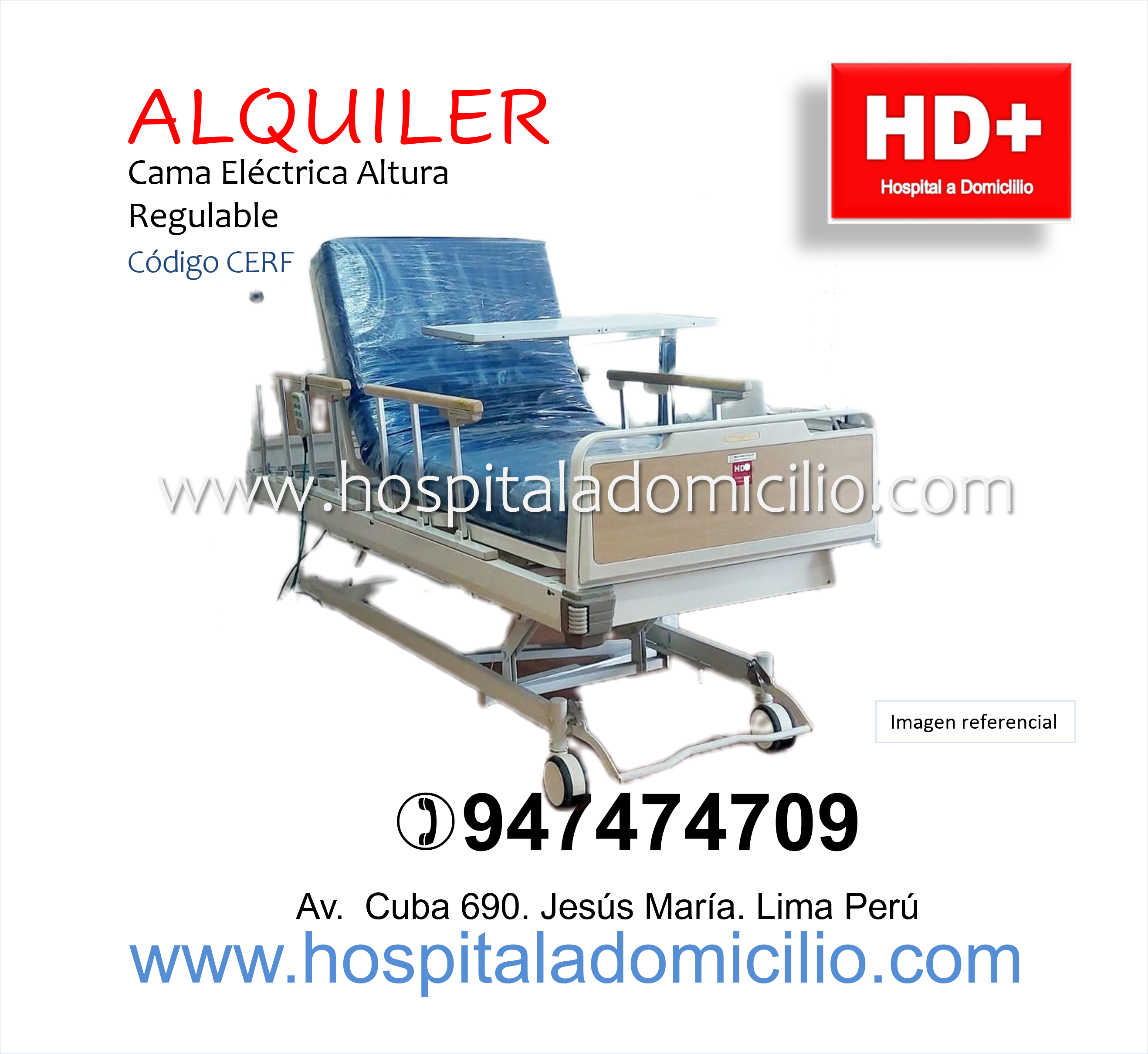 Alquiler Cama Clinica Eléctrica Altura regulable CE3F