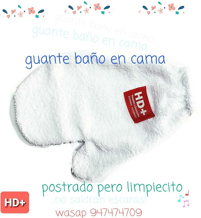 GUANTE de BAÑO para paciente postrado
