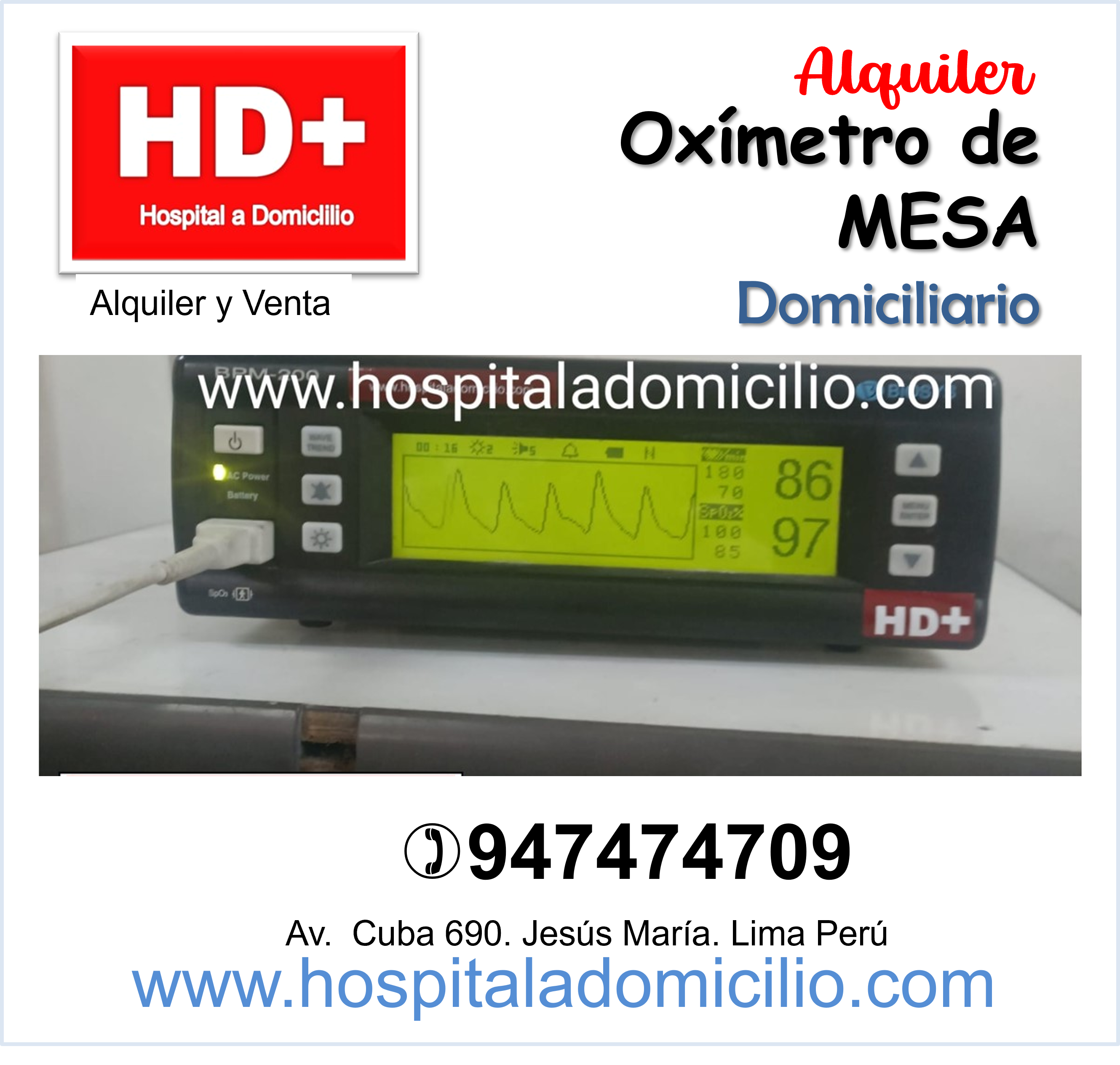 Oxímetro de Pulso de Mesa con Alarma