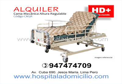 Alquiler Cama Clínica Mecánica Altura Regulable CM3R