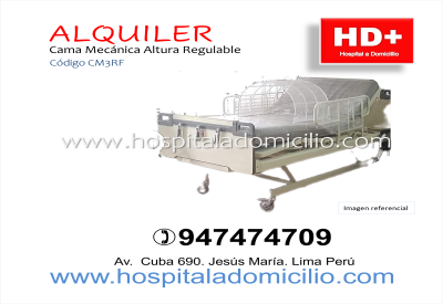 Alquiler Cama Clínica Mecánica Altura Regulable CM3RF